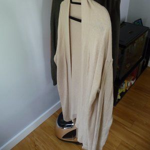 Italian women's beige open front side slits wool/rayon/cashmere duster size 1X